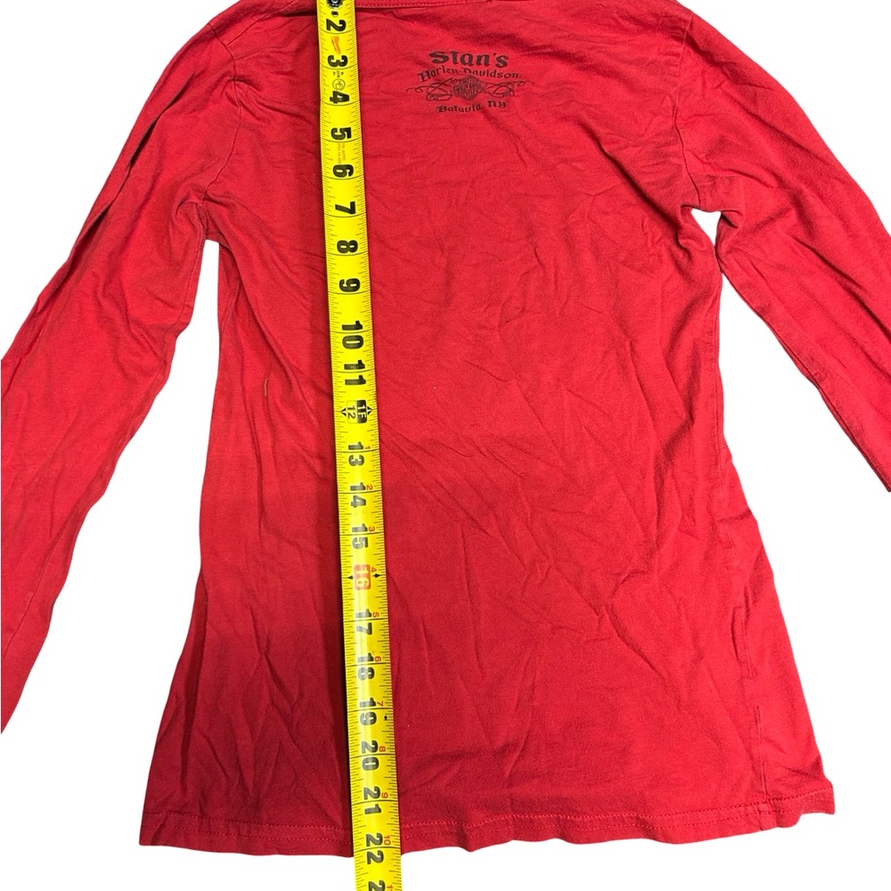 Harley-Davidson Red Long Sleeve Studded Shield Tee - Picture 3 of 6